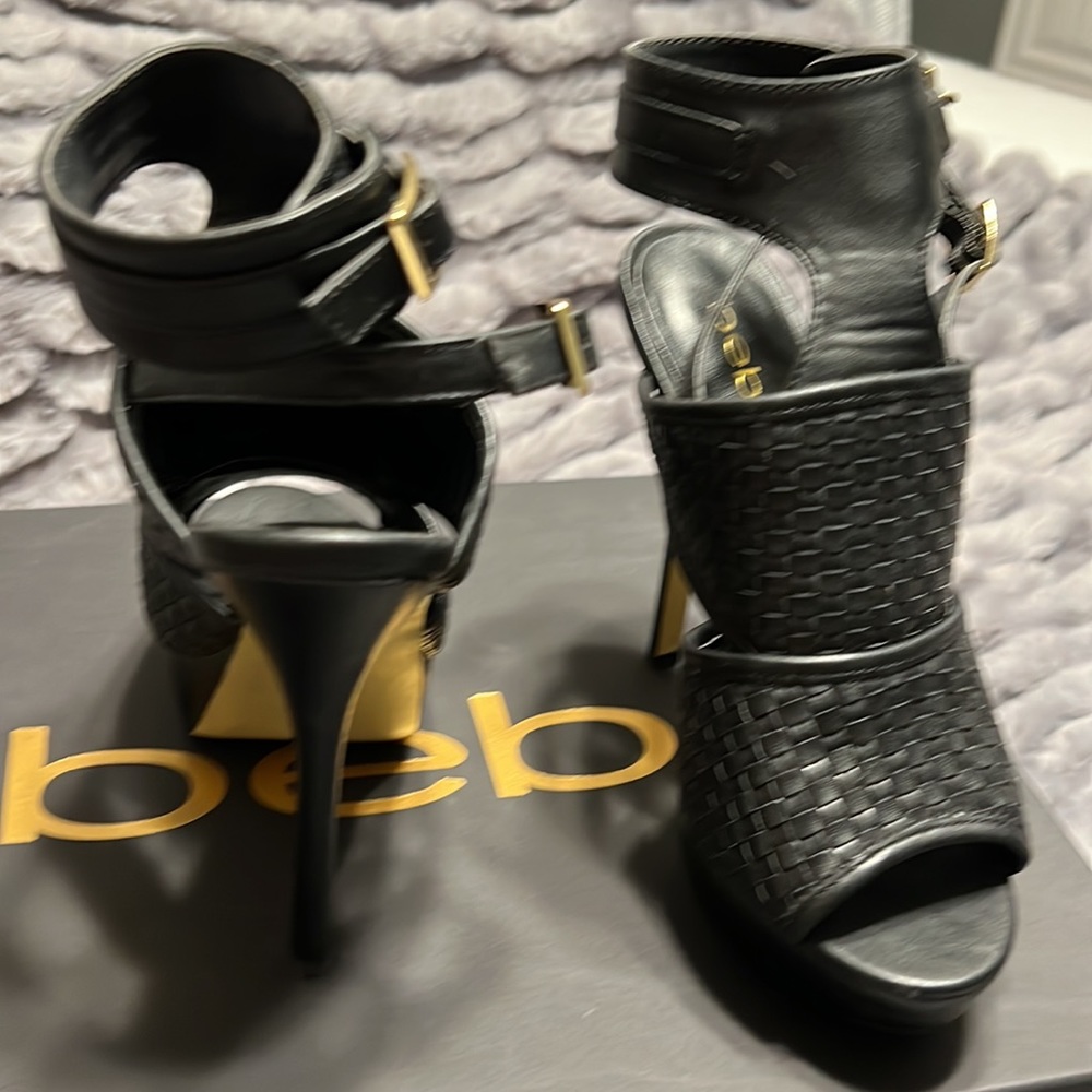 Bebe Black Platform Heels - Picture 2 of 8